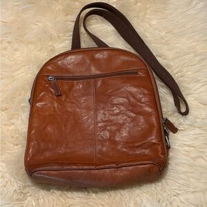 Jack Georges Voyager Convertible Brown Leather Backpack Bag